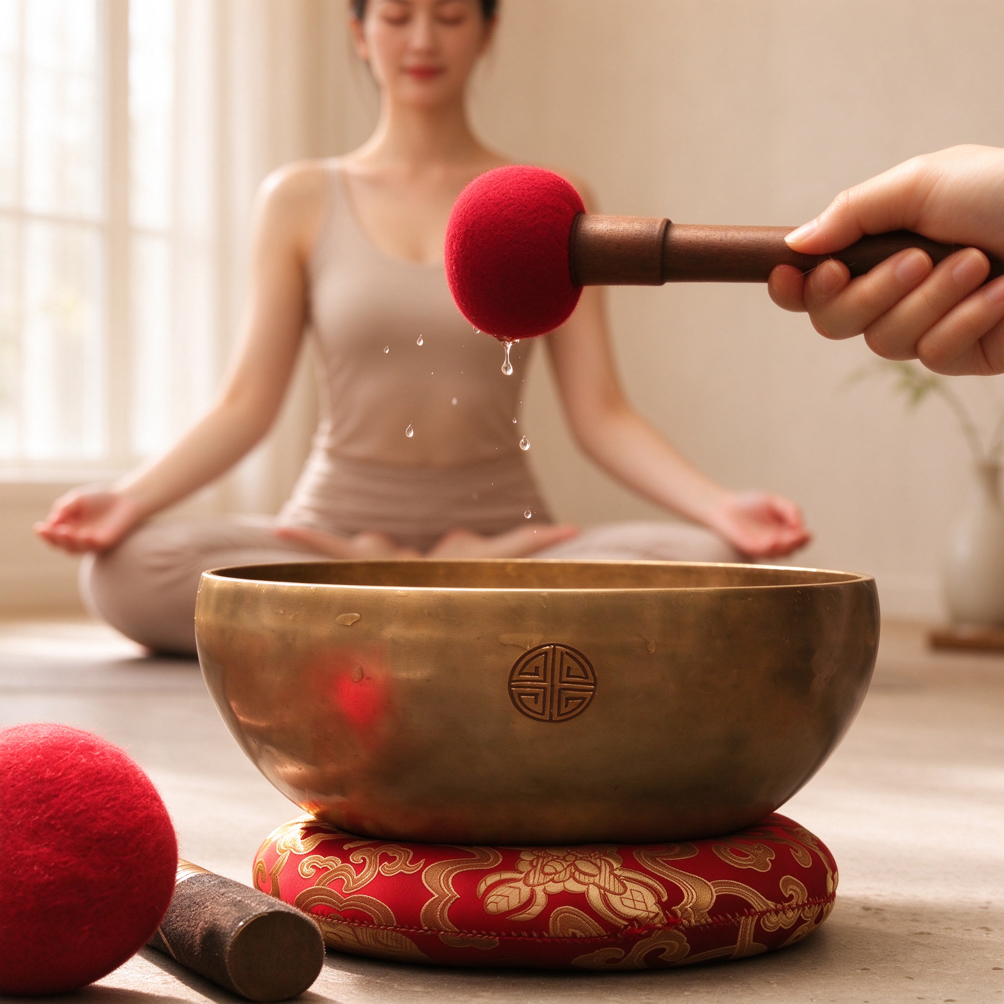 Meditation practice with Brass Singing Bowl